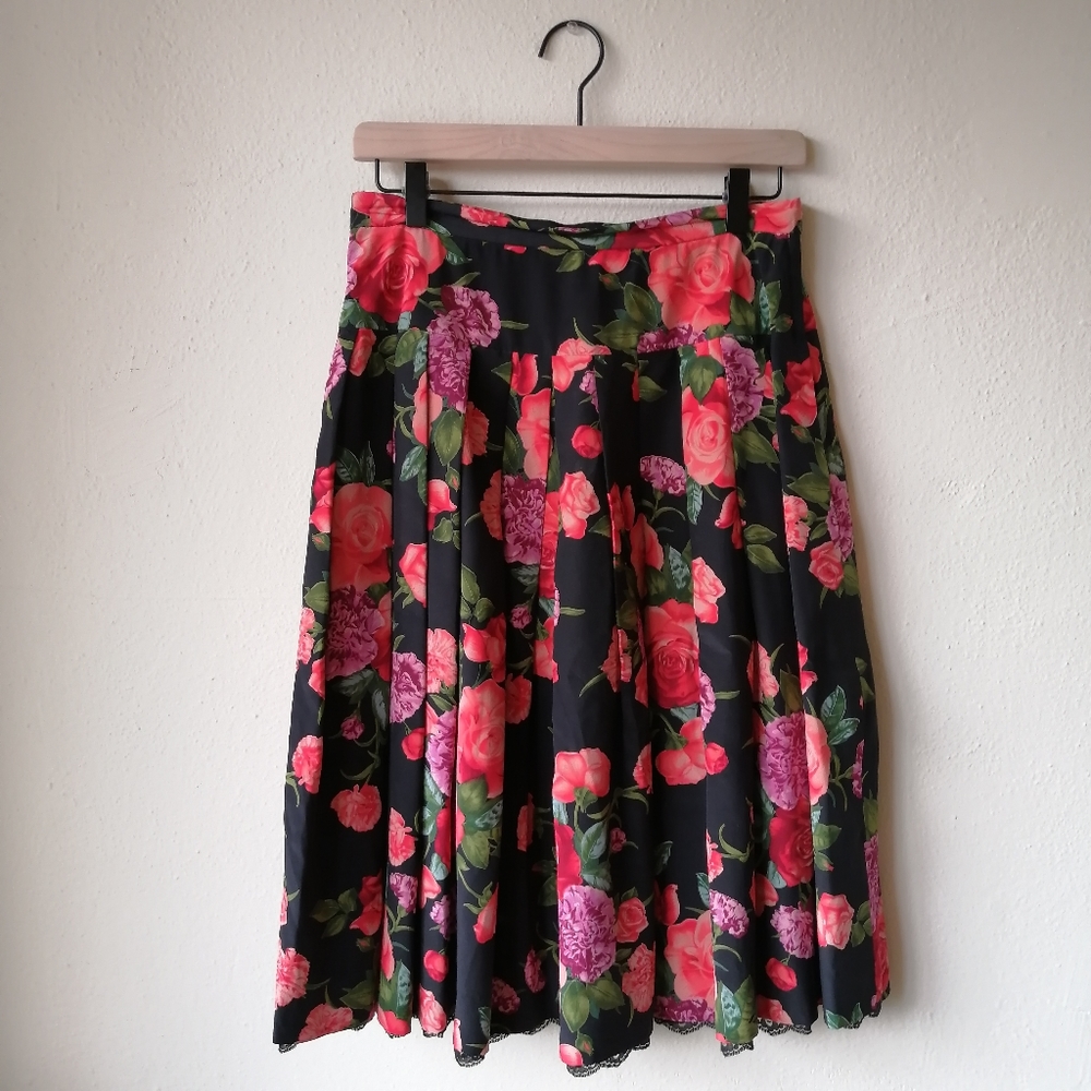 Vintage Albert Nipon Silk Floral Skirt